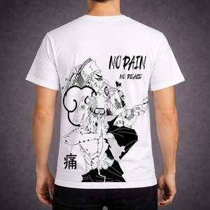 Anime Streetwear T-Shirt “No Pain No Peace” – Front & Back Graphic