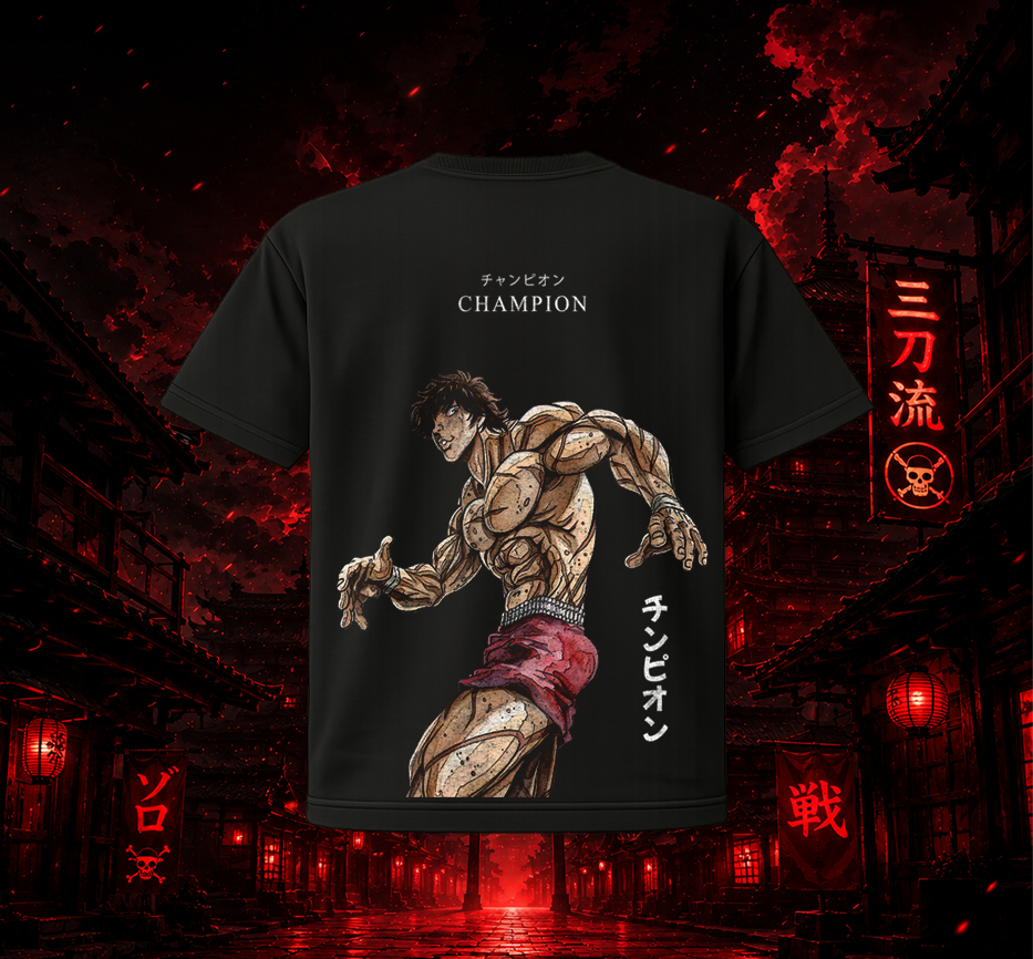 Anime Streetwear T-Shirt – “The King” Front Print & Champion Back Design