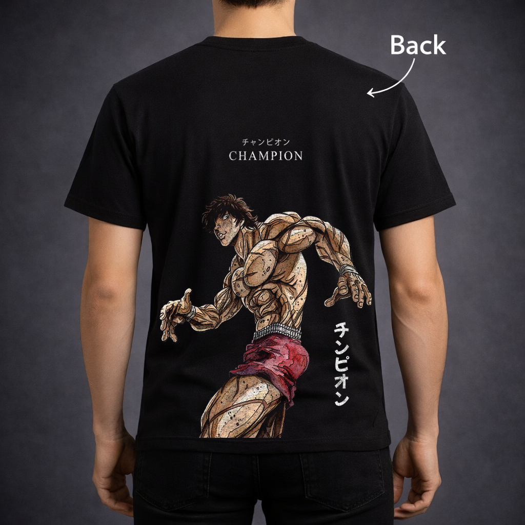 Anime Streetwear T-Shirt – “The King” Front Print & Champion Back Design