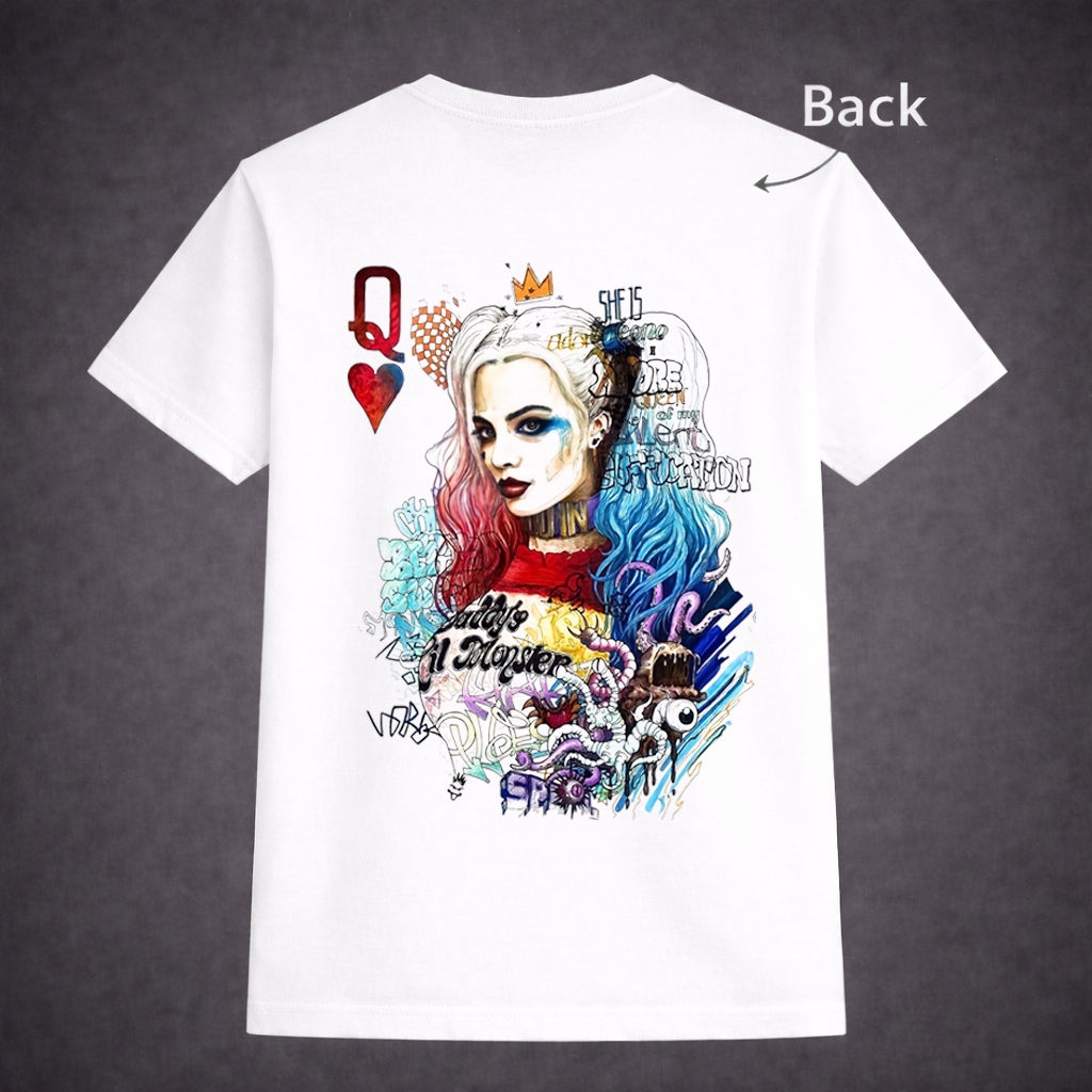 Queen Heart Graphic T-Shirt — Double Side Artistic Design