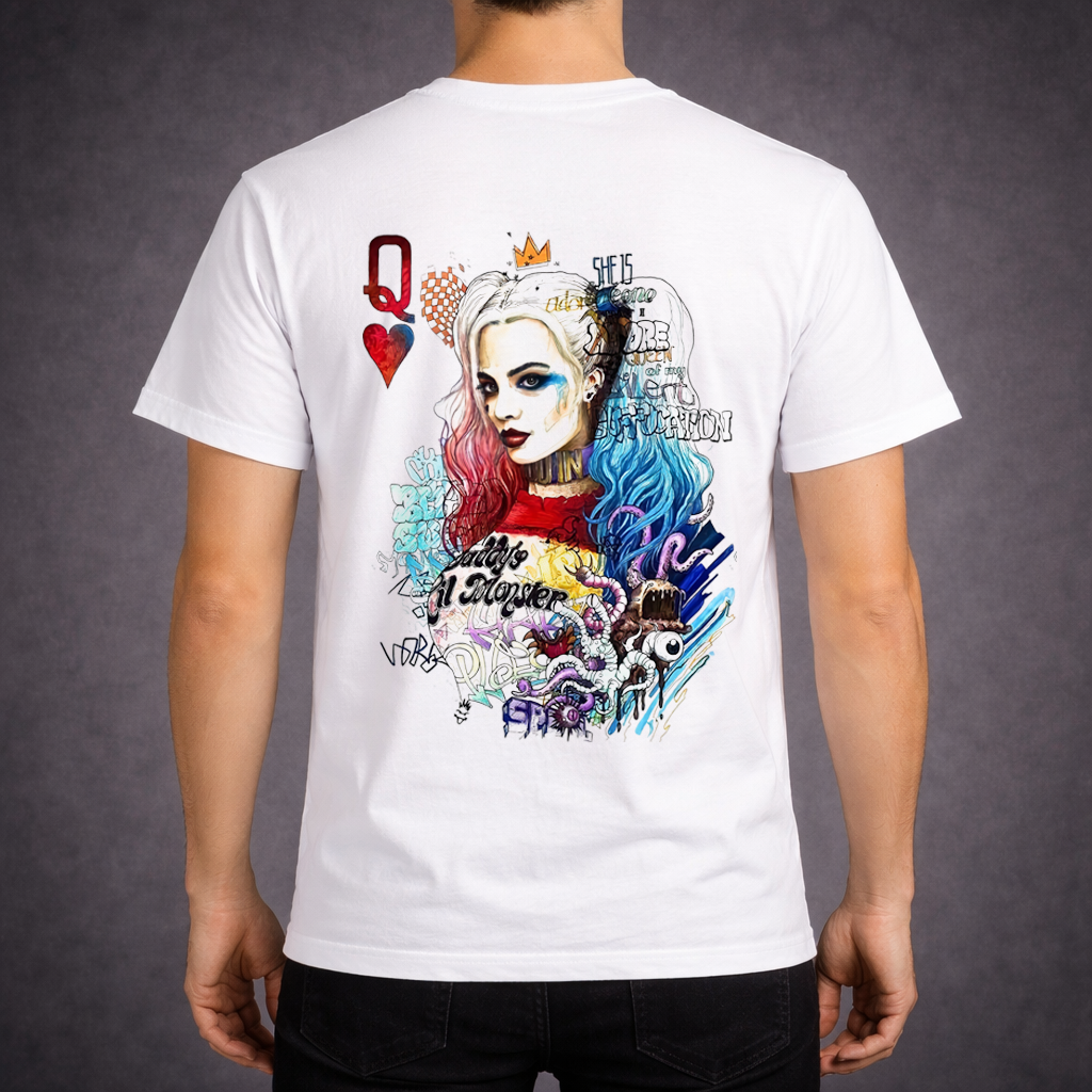 Queen Heart Graphic T-Shirt — Double Side Artistic Design